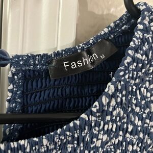 Fashion Brand Company Blue and White Maxi Dress